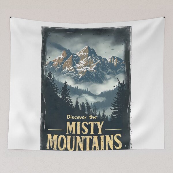 Item preview, Discover the Misty Mountains - Vintage Travel Poster - Fantasy designed and sold by Fenay Designs.