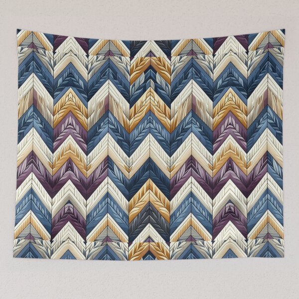 Item preview,  Herringbone Pattern - Zigzag Wave Blue and White Pattern ; Pattern,  Chevron designed and sold by PatternInArt.