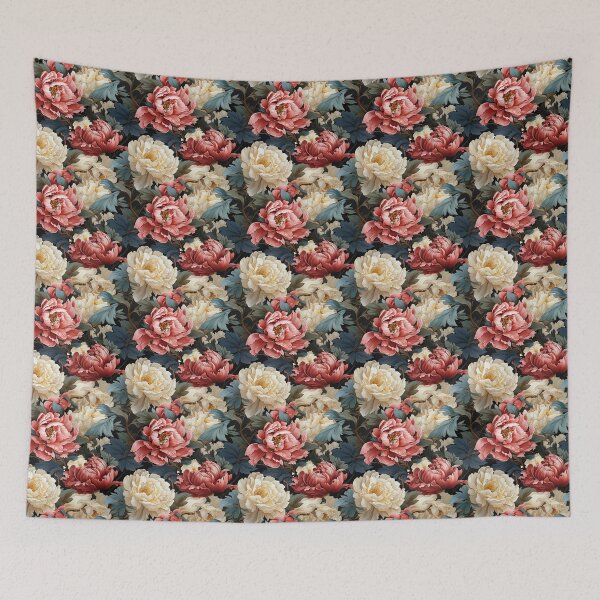 Item preview, Peony Tile 24: Ruffled Symphony in Blush and Blossom, Rose-Kissed Dreams on Leafy Thrones designed and sold by TheBrainArt.