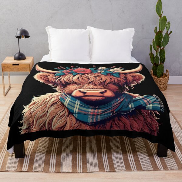 Item preview, Funny scottish highland cow with flower crown designed and sold by TomFrontierArt.