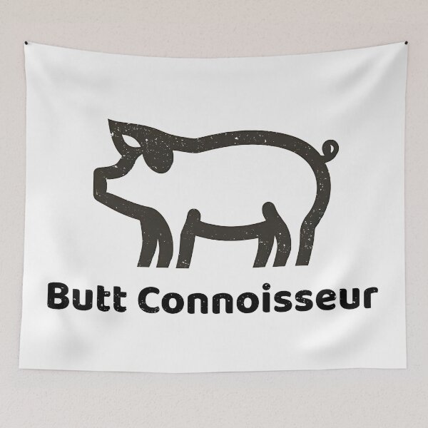 Item preview, BBQ Humor - Pork and Puns Butt Connoisseur Design designed and sold by MnDShirts.