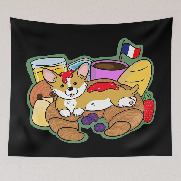 Item preview, French Breakfast Corgi designed and sold by DrawsCutePaws.