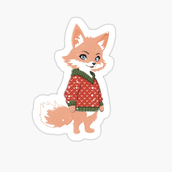 Cute Fox with Christmas Sweater Sticker