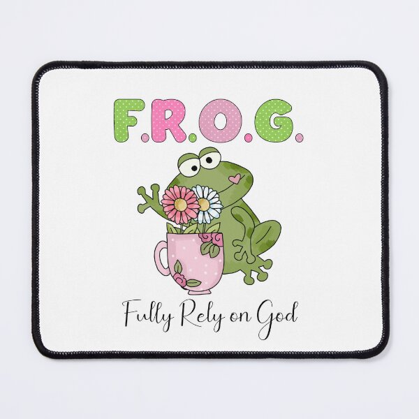 Item preview, FROG Fully Rely On God Frog with Pink Coffee Cup with Flowers designed and sold by lifeintoart.
