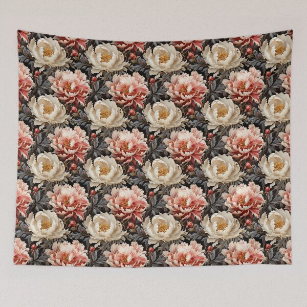 Item preview, Peony Tile 26: Ruffled Symphony in Blush and Blossom, Rose-Kissed Dreams on Leafy Thrones designed and sold by TheBrainArt.