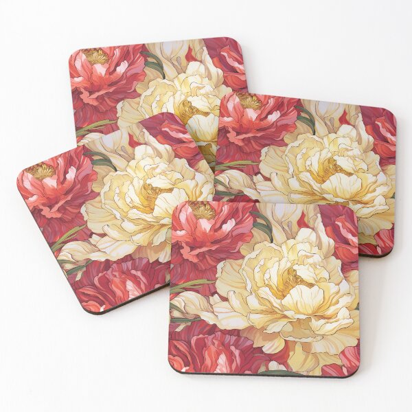 Item preview, Peony Tile 28: Ruffled Symphony in Blush and Blossom, Rose-Kissed Dreams on Leafy Thrones designed and sold by TheBrainArt.