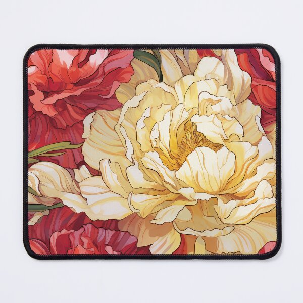 Item preview, Peony Tile 28: Ruffled Symphony in Blush and Blossom, Rose-Kissed Dreams on Leafy Thrones designed and sold by TheBrainArt.