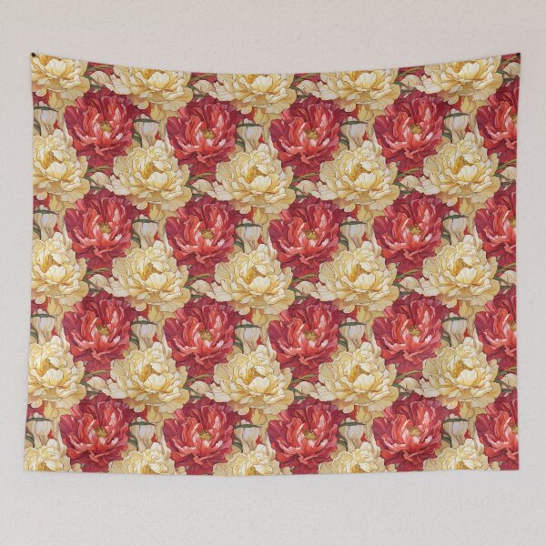 Item preview, Peony Tile 28: Ruffled Symphony in Blush and Blossom, Rose-Kissed Dreams on Leafy Thrones designed and sold by TheBrainArt.