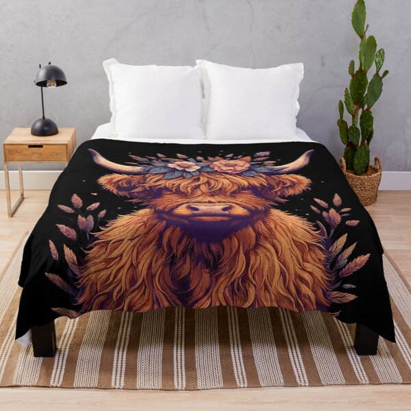 Item preview, Funny scottish highland cow with flower crown designed and sold by TomFrontierArt.