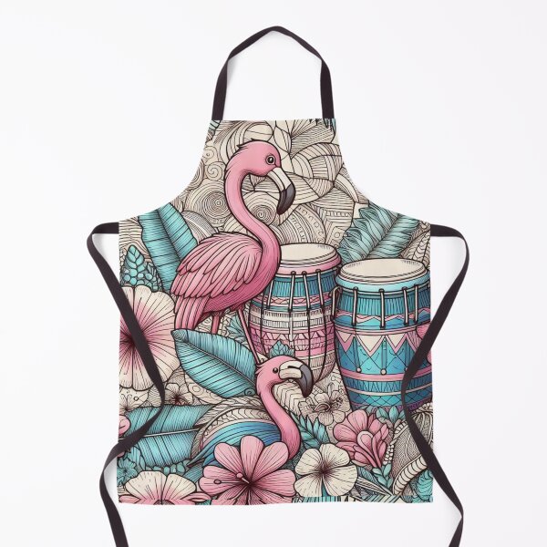 Artikelvorschau, Flamingo Retro Hawaiian Hibiscus Bongo Drums Tropical Graphic entworfen und verkauft von CoffeeIsATrip.
