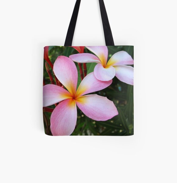 Pink Frangipani (Plumeria) All Over Print Tote Bag