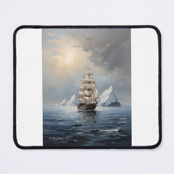 Item preview, A beautiful sailboat in front of an iceberg, vintage oil painting designed and sold by CreativeSparkzz.
