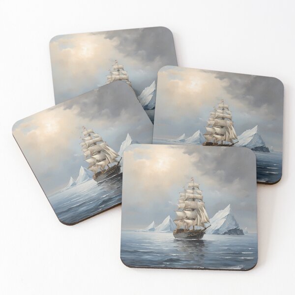 Item preview, A beautiful sailboat in front of an iceberg, vintage oil painting designed and sold by CreativeSparkzz.
