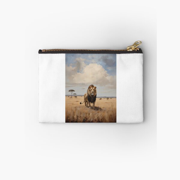Item preview, A lion in the savannah of Africa, vintage oil painting designed and sold by CreativeSparkzz.