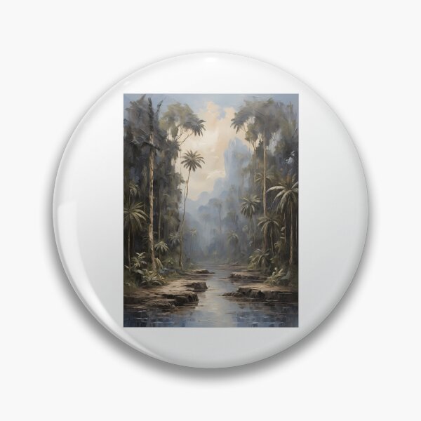 Item preview, A small river in the rainforest, vintage oil painting designed and sold by CreativeSparkzz.