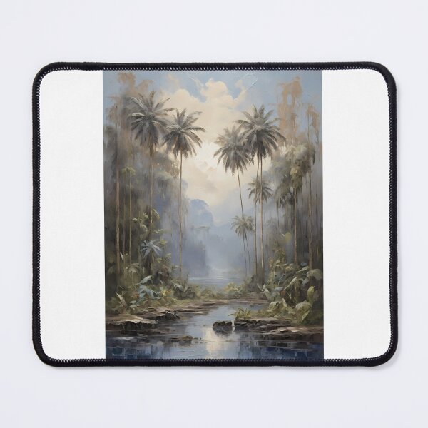 Item preview, A small river in the rainforest, vintage oil painting designed and sold by CreativeSparkzz.