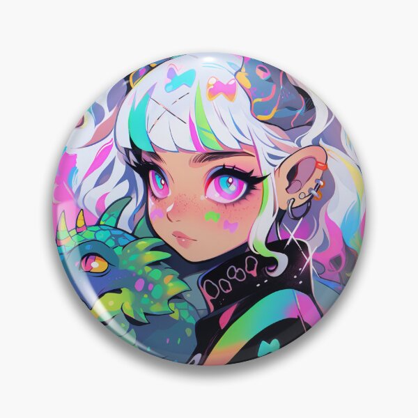 Aperçu de l'œuvre Néon Cosmic Fantasy Anime Girl avec Dragon créée et vendue par bubblegoth.