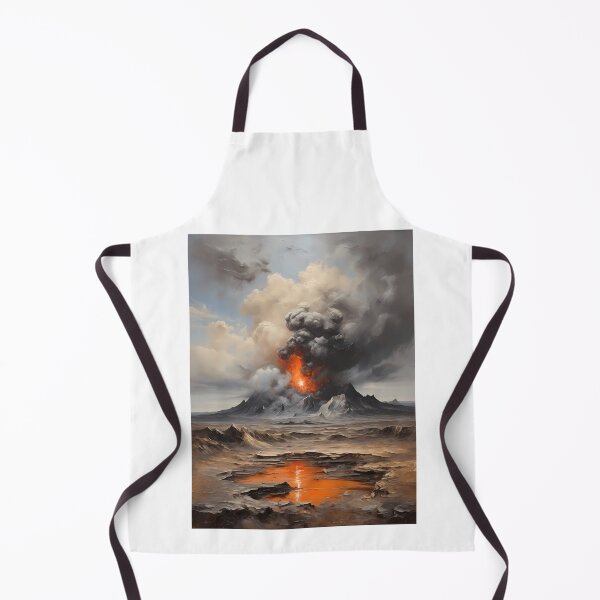 Item preview, A volcanic eruption in a lava landscape, vintage oil painting designed and sold by CreativeSparkzz.