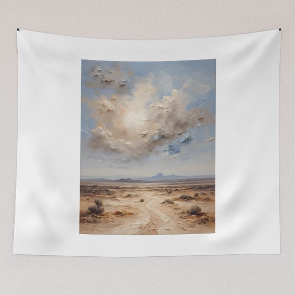 Item preview, A desert landscape with mountains in the background, vintage oil painting designed and sold by CreativeSparkzz.