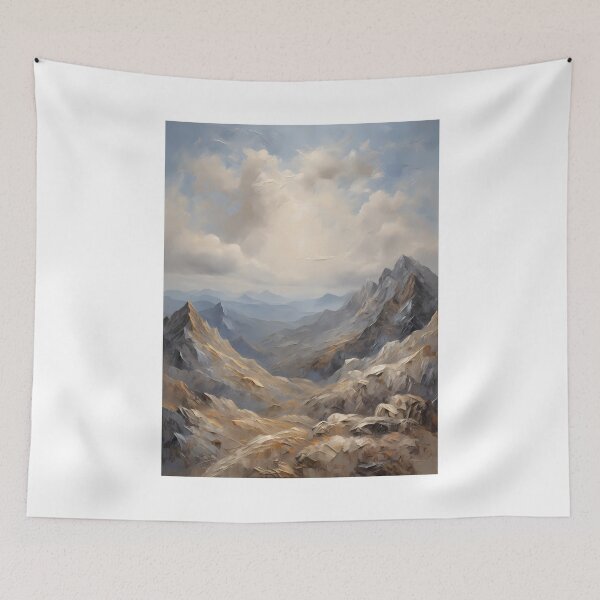 Item preview, A mountain landscape with high peaks, vintage oil painting designed and sold by CreativeSparkzz.