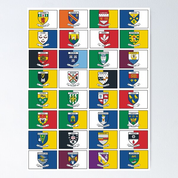 Item preview, The 32 Counties of Ireland - Flags and Crests designed and sold by REAL IRISH GIFTS.