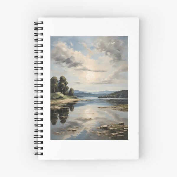 Item preview, An idyllic lake landscape, vintage oil painting designed and sold by CreativeSparkzz.