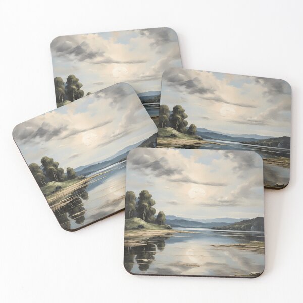Item preview, An idyllic lake landscape, vintage oil painting designed and sold by CreativeSparkzz.