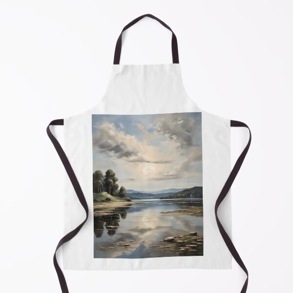 Item preview, An idyllic lake landscape, vintage oil painting designed and sold by CreativeSparkzz.