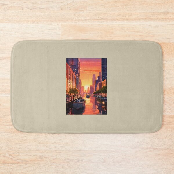 Item preview, Modern Venice: Aquatic Labyrinth between Skyscrapers, Bathed in the Glow of a Golden Sunset designed and sold by RDS76.