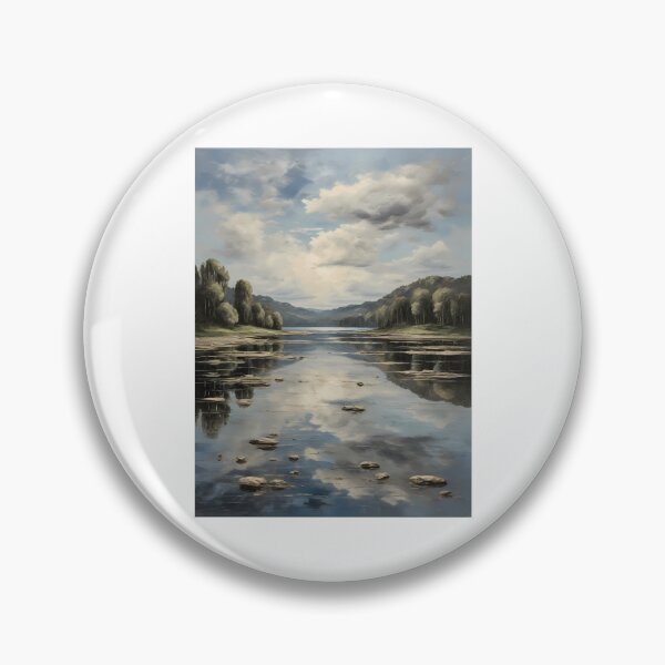 Item preview, An idyllic lake landscape, vintage oil painting designed and sold by CreativeSparkzz.