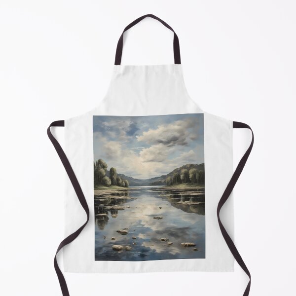 Item preview, An idyllic lake landscape, vintage oil painting designed and sold by CreativeSparkzz.