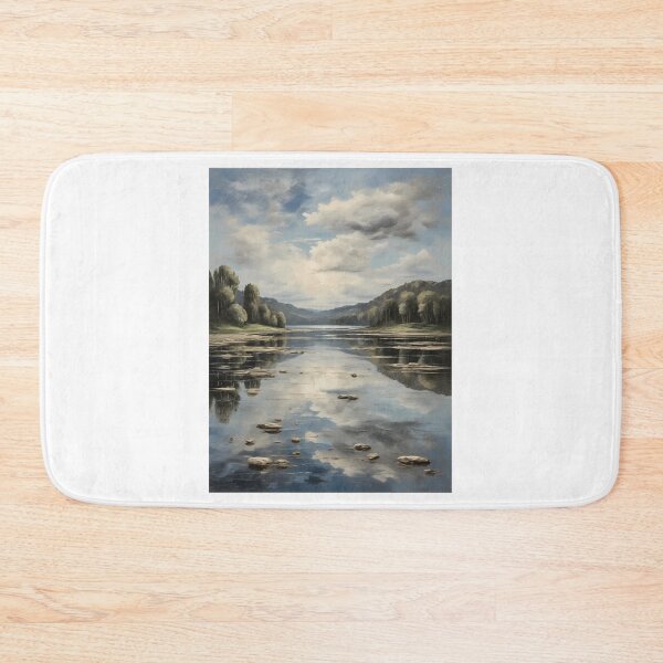 Item preview, An idyllic lake landscape, vintage oil painting designed and sold by CreativeSparkzz.
