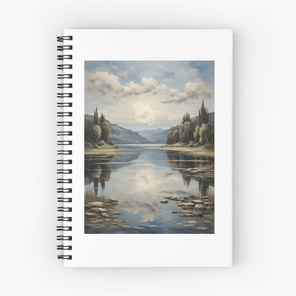 Item preview, An idyllic lake landscape, vintage oil painting designed and sold by CreativeSparkzz.
