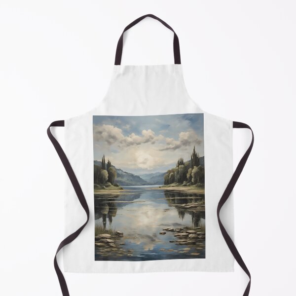Item preview, An idyllic lake landscape, vintage oil painting designed and sold by CreativeSparkzz.
