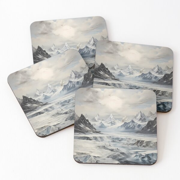 Item preview, An arctic mountain landscape with glaciers, vintage oil painting designed and sold by CreativeSparkzz.