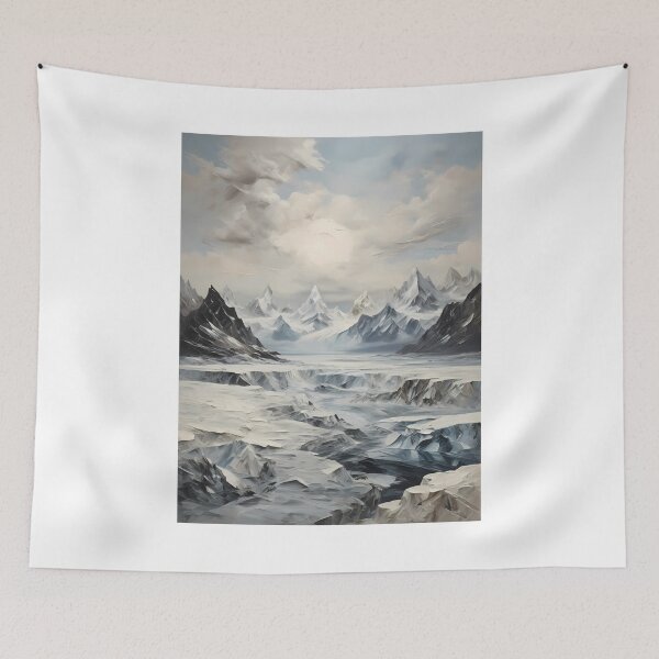 Item preview, An arctic mountain landscape with glaciers, vintage oil painting designed and sold by CreativeSparkzz.