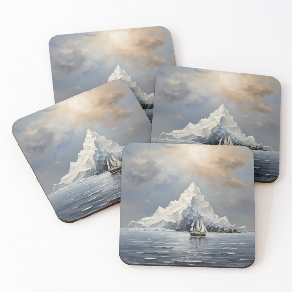 Item preview, A beautiful sailboat in front of a large iceberg, vintage oil painting designed and sold by CreativeSparkzz.