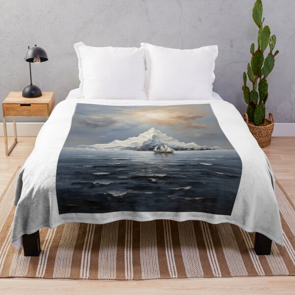 Item preview, A beautiful sailboat in front of a large iceberg, vintage oil painting designed and sold by CreativeSparkzz.