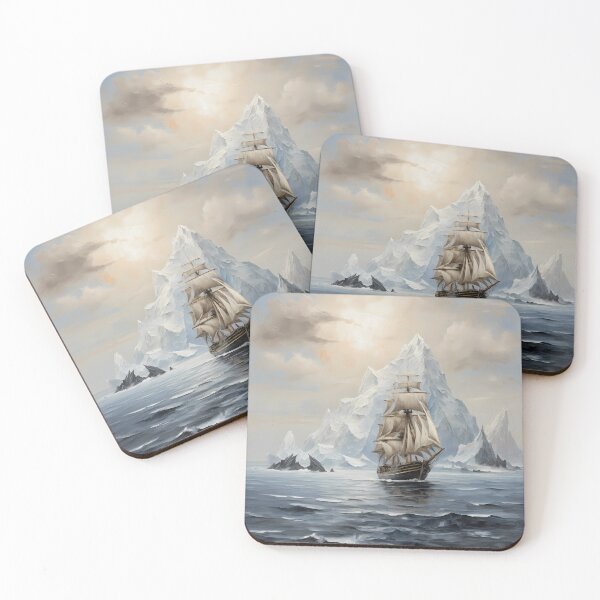 Item preview, A beautiful sailboat in front of an iceberg, vintage oil painting designed and sold by CreativeSparkzz.