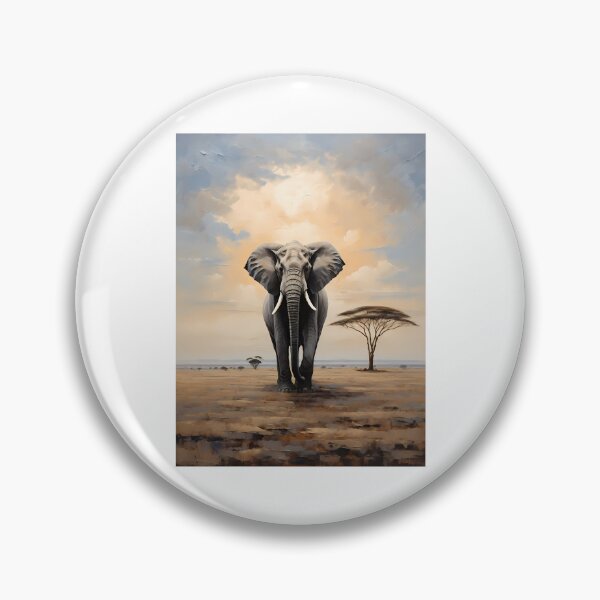 Item preview, An elephant in the savannah of Africa, vintage oil painting designed and sold by CreativeSparkzz.