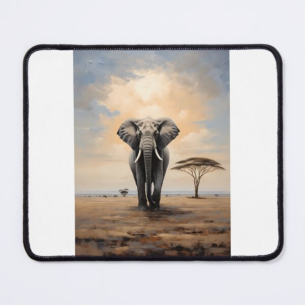 Item preview, An elephant in the savannah of Africa, vintage oil painting designed and sold by CreativeSparkzz.