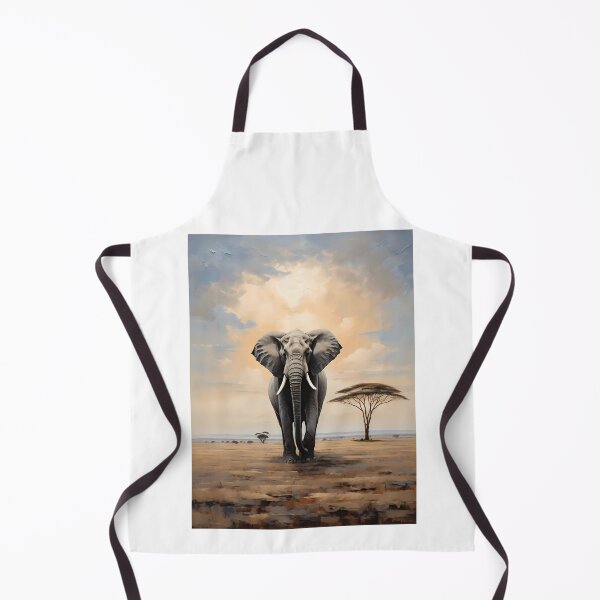Item preview, An elephant in the savannah of Africa, vintage oil painting designed and sold by CreativeSparkzz.