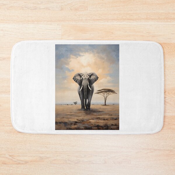 Item preview, An elephant in the savannah of Africa, vintage oil painting designed and sold by CreativeSparkzz.
