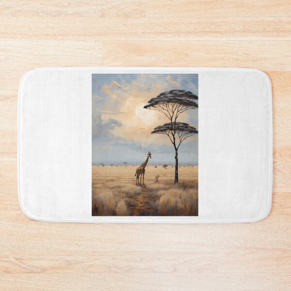 Item preview, A giraffe in the savannah of Africa, vintage oil painting designed and sold by CreativeSparkzz.
