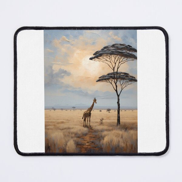 Item preview, A giraffe in the savannah of Africa, vintage oil painting designed and sold by CreativeSparkzz.