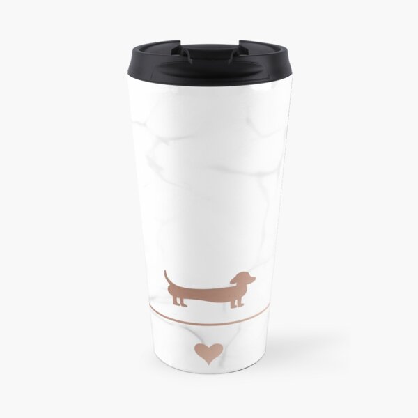 Rose gold and marble dachshund love Travel Mug