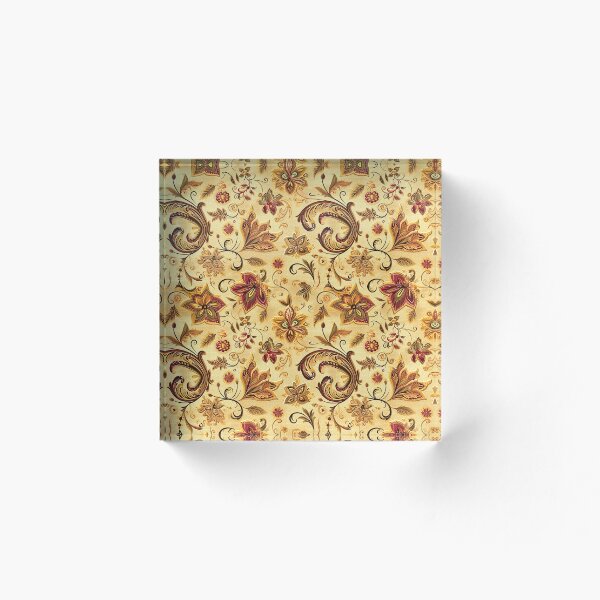 Item preview, Indian Flower Blooms of Floral Elegance with Paisley Accents Tan Yellow designed and sold by PHZTees.