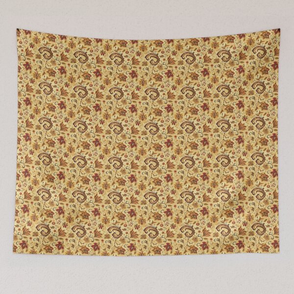 Item preview, Indian Flower Blooms of Floral Elegance with Paisley Accents Tan Yellow designed and sold by PHZTees.