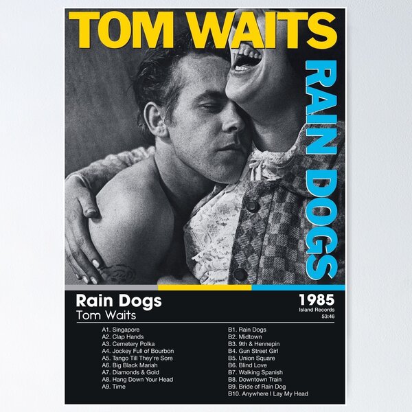 Artikel-Vorschau von Tom Waits – Rain Dogs | Albumkarte (dunkel), designt und verkauft von theoralcollage.