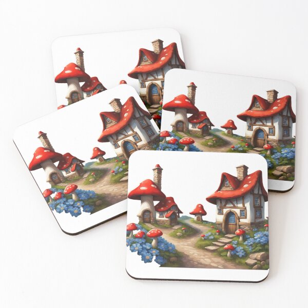 Item preview, Mushroom Little Houses painting Design  designed and sold by fluidwatercolor.